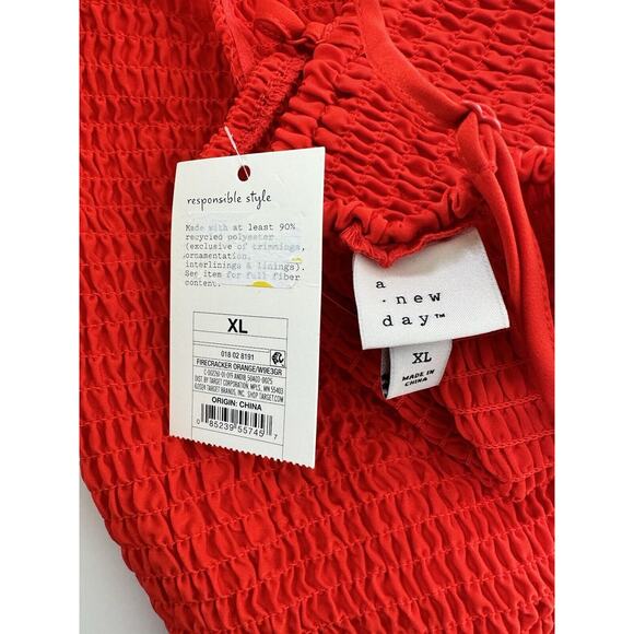 NWT A New Day Red High Neck Smocked Cropped Top Women’s Size XL Holiday Tank - Picture 4 of 5